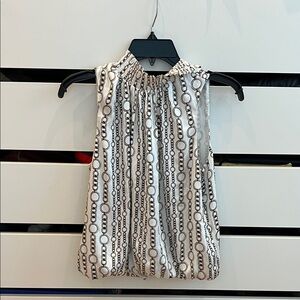 Banana Republic White and Black Geometric Blouse